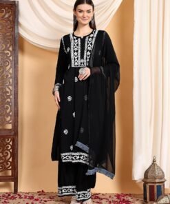 Shiza Chikankari Premium Modal Co-ord Set (Black)