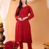 Ananya Chikankari Kurta Pant Cotton Co-ord Set (Maroon)