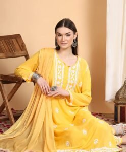 Shiza Chikankari Premium Modal Co-ord Set (Yellow) - Image 5