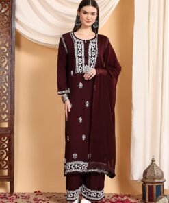 Shiza Chikankari Premium Modal Co-ord Set (Brown)