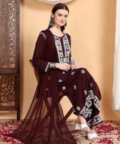 Alternative view of Shiza Chikankari Premium Modal Co-ord Set (Brown)