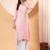 Alina Chikankari Modal Straight Kurta (Pastel Peach)