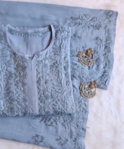 Aayat Grey Rayon Kurta Pant set