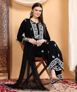 Alternative view of Shiza Chikankari Premium Modal Co-ord Set (Black)