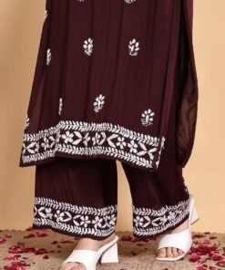 Shiza Chikankari Premium Modal Co-ord Set (Brown) - Image 7