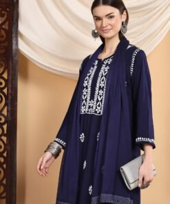 Alternative view of Shiza Chikankari Premium Modal Co-ord Set (Navy)