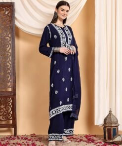 Shiza Chikankari Premium Modal Co-ord Set (Navy) - Image 5