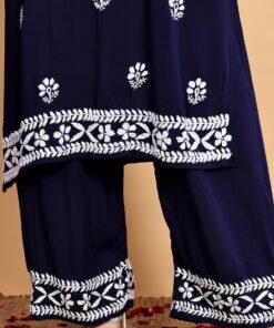 Shiza Chikankari Premium Modal Co-ord Set (Navy) - Image 6