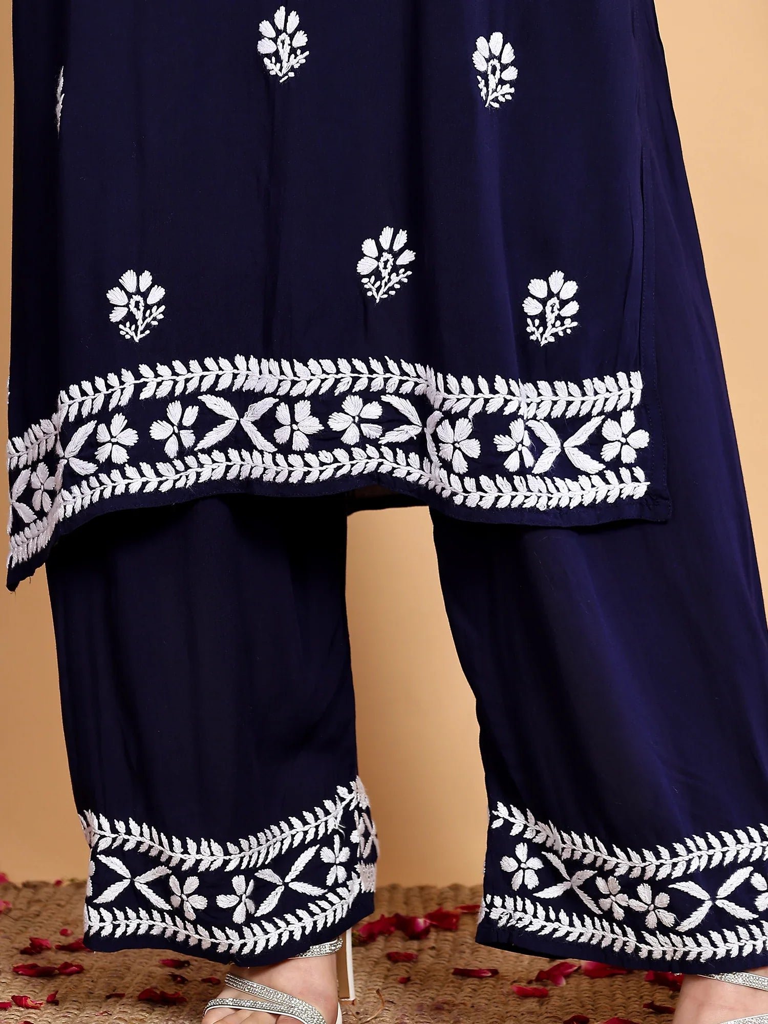 Shiza Chikankari Premium Modal Co-ord Set (Navy) - Image 6