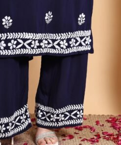 Shiza Chikankari Premium Modal Co-ord Set (Navy) - Image 7