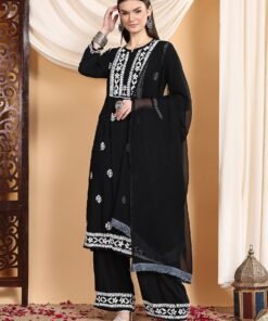 Shiza Chikankari Premium Modal Co-ord Set (Black) - Image 3