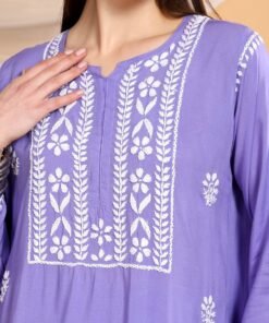 Alternative view of Shiza Chikankari Premium Modal Co-ord Set (Lavender)
