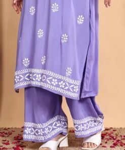 Shiza Chikankari Premium Modal Co-ord Set (Lavender) - Image 4