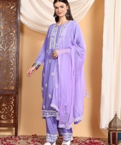 Shiza Chikankari Premium Modal Co-ord Set (Lavender) - Image 5