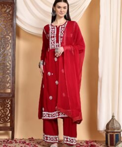 Shiza Chikankari Premium Modal Co-ord Set (Maroon) - Image 3