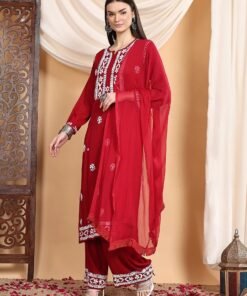 Shiza Chikankari Premium Modal Co-ord Set (Maroon) - Image 5