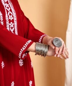 Shiza Chikankari Premium Modal Co-ord Set (Maroon) - Image 6