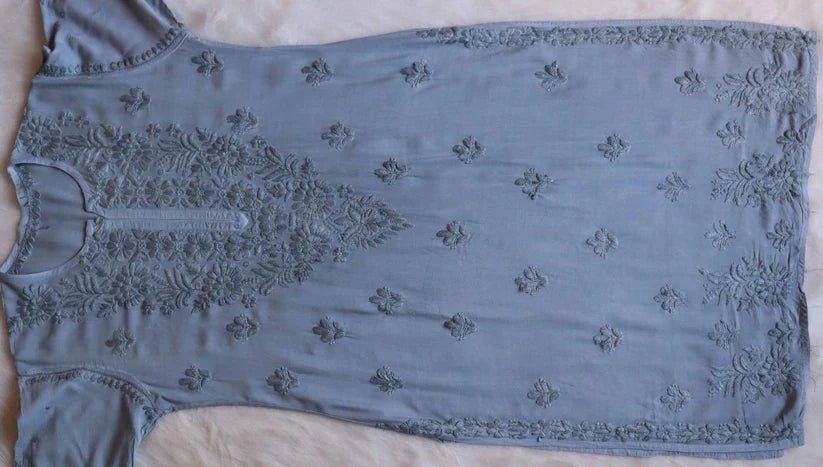 Aayat Grey Rayon Kurta Pant set - Image 5