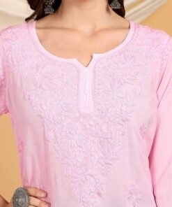 Misha Chikankari Modal Short Kurti (Baby Pink) - Image 4