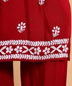 Shiza Chikankari Premium Modal Co-ord Set (Maroon) - Image 7