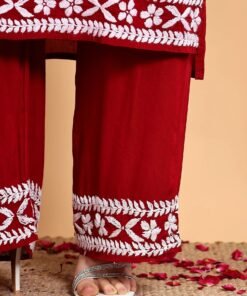 Shiza Chikankari Premium Modal Co-ord Set (Maroon) - Image 9