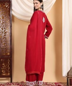 Shiza Chikankari Premium Modal Co-ord Set (Maroon) - Image 10