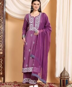 Shiza Chikankari Premium Modal Co-ord Set (Mauve)