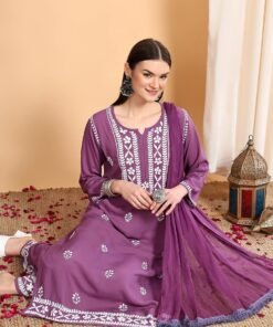 Alternative view of Shiza Chikankari Premium Modal Co-ord Set (Mauve)