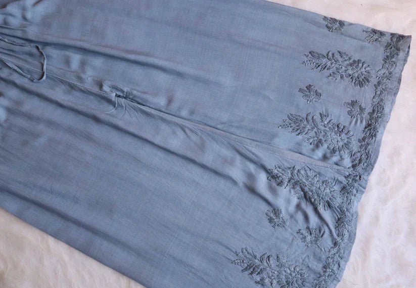 Aayat Grey Rayon Kurta Pant set - Image 6