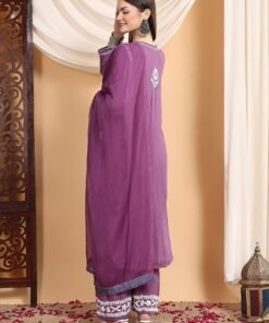 Shiza Chikankari Premium Modal Co-ord Set (Mauve) - Image 7