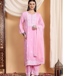 Alternative view of Shiza Chikankari Premium Modal Co-ord Set (Pink)