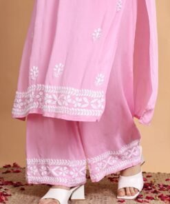Shiza Chikankari Premium Modal Co-ord Set (Pink) - Image 3