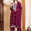 Shiza Chikankari Premium Modal Co-ord Set (Wine)
