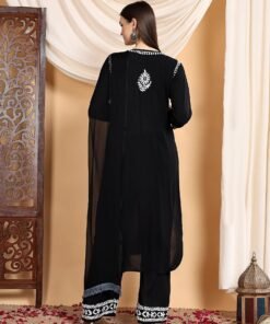 Shiza Chikankari Premium Modal Co-ord Set (Black) - Image 6