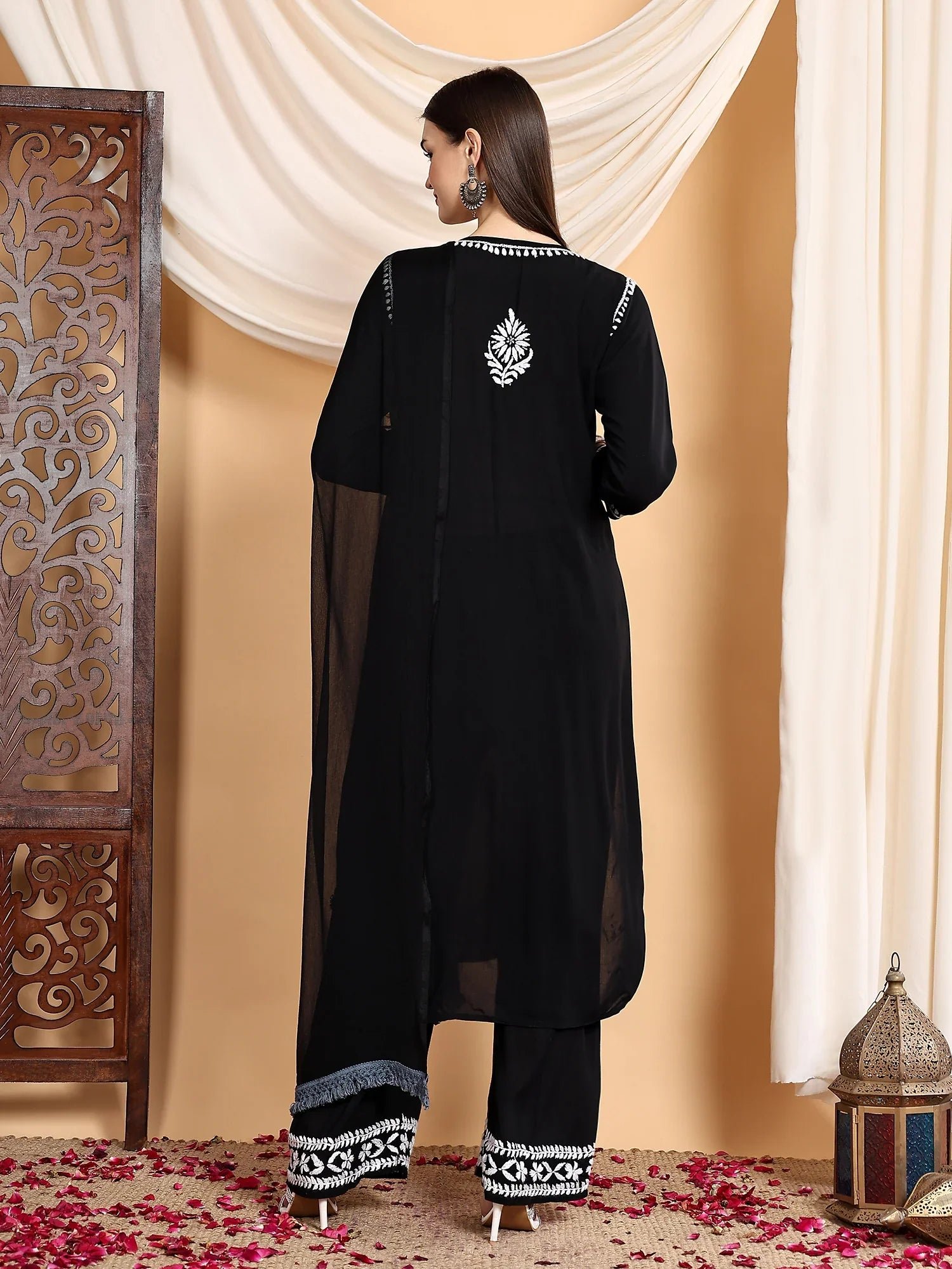 Shiza Chikankari Premium Modal Co-ord Set (Black) - Image 6
