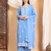 Shiza Chikankari Premium Modal Co-ord Set (Powder Blue)