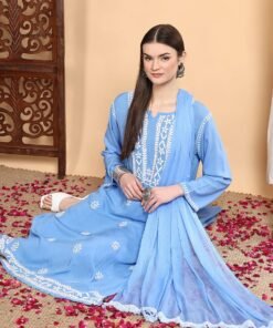 Alternative view of Shiza Chikankari Premium Modal Co-ord Set (Powder Blue)