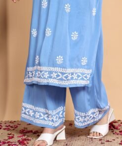 Shiza Chikankari Premium Modal Co-ord Set (Powder Blue) - Image 5