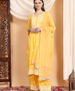 Shiza Chikankari Premium Modal Co-ord Set (Yellow)