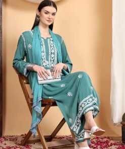 Alternative view of Shiza Chikankari Premium Modal Co-ord Set (Spanish Green)