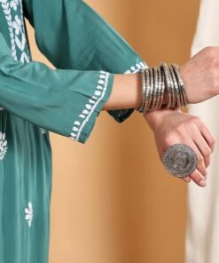 Shiza Chikankari Premium Modal Co-ord Set (Spanish Green) - Image 6
