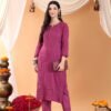 Ananya Chikankari Kurta Pant Cotton Co-ord Set (Wine)