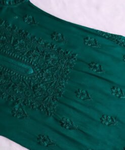 Aayat Teal Green Rayon Kurta Pant set - Image 3