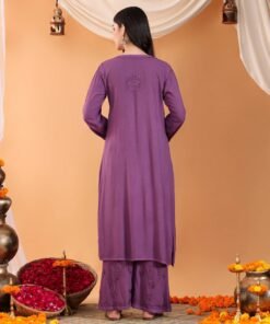 Maryam Chikankari Rayon Co-ord Set (Mauve) - Image 10