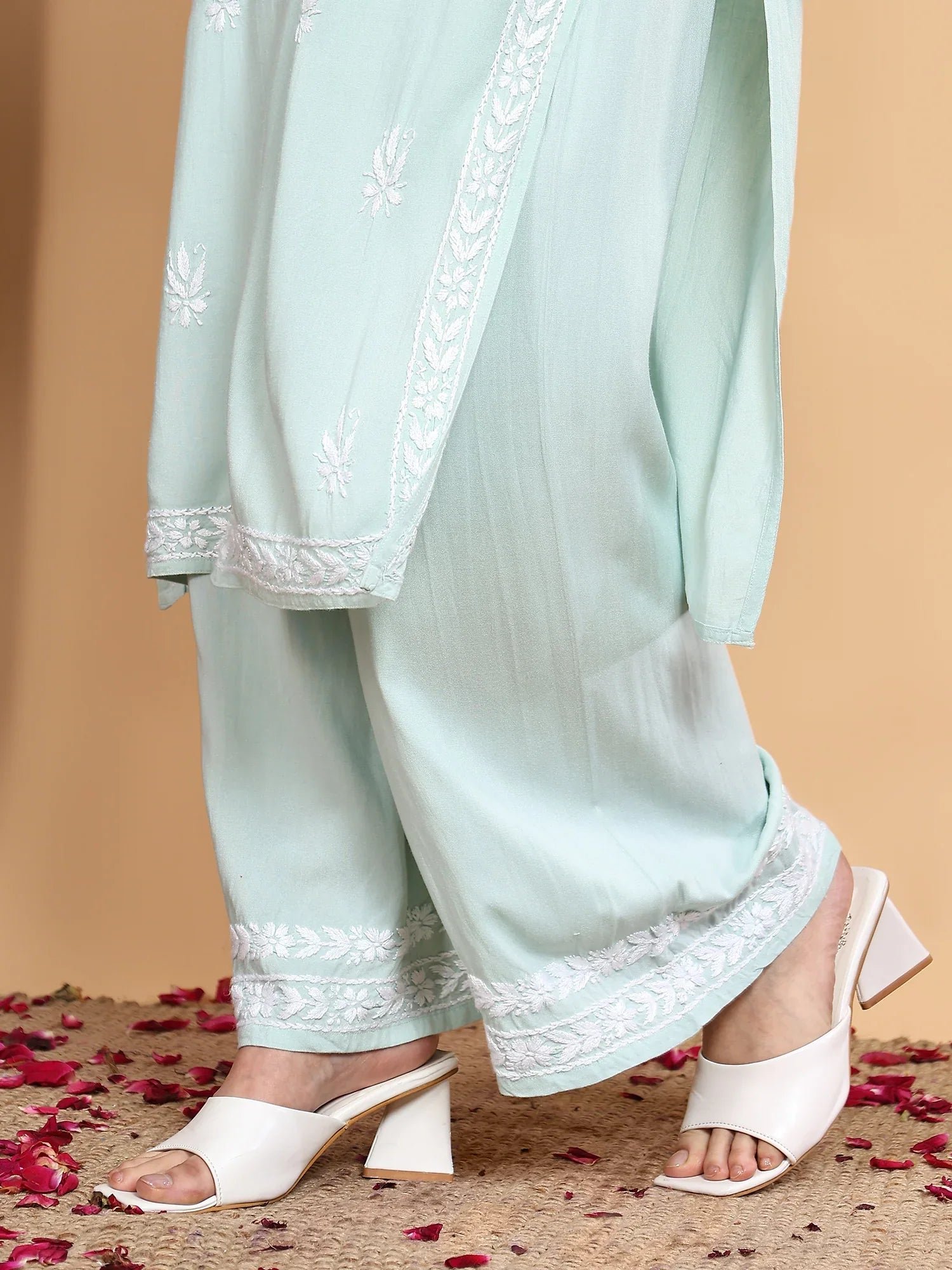 Haya Chikankari Rayon Co-ord Set (Pista Green) - Image 4