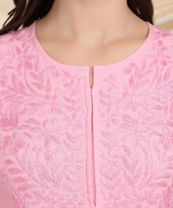 Faiza Chikankari Rayon Co-ord Set (Baby Pink) - Image 3