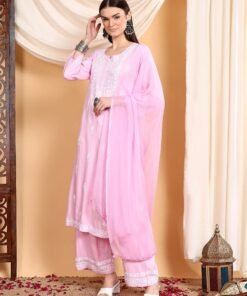 Haya Chikankari Rayon Co-ord Set (Pink)