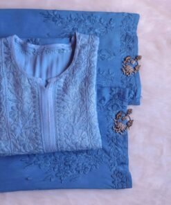 Aayat Ice Blue Rayon Kurta Pant set
