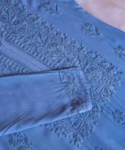 Aayat Ice Blue Rayon Kurta Pant set - Image 3