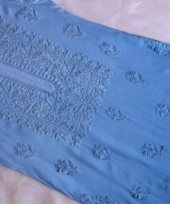 Aayat Ice Blue Rayon Kurta Pant set - Image 4